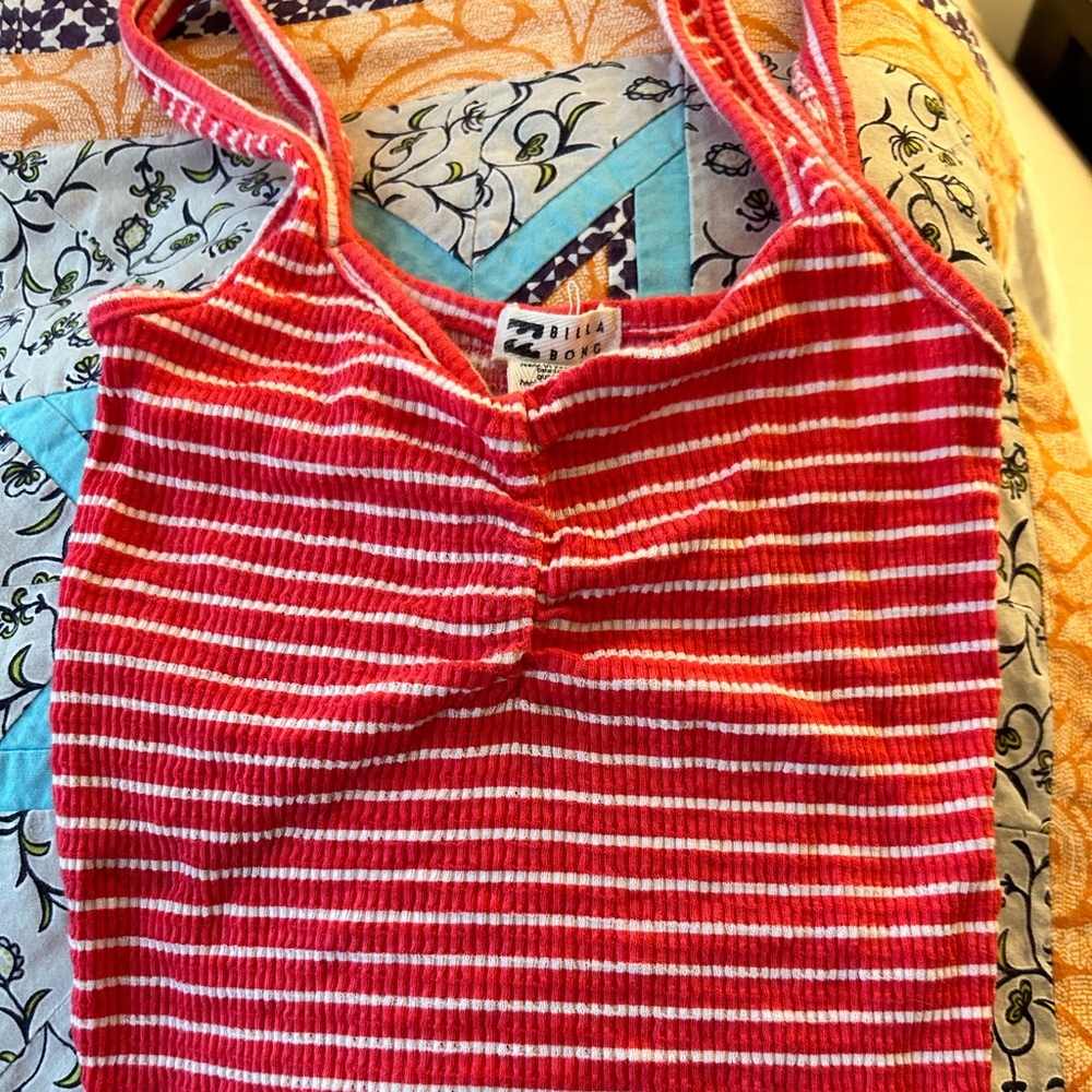 Extra small, red and white striped billabong tank top